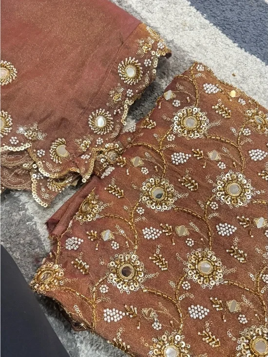 Handwork Rust Punjabi Suit - Picture 2 of 3